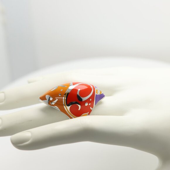 Art Ring Sterling Silver famous artist Enamel Inspired Artistic Ring - Picture 7 of 11